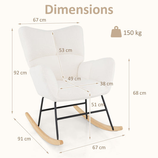 Costway Nursery Rocking Chair with Comfy Backrest and Armrest for Living Room-Beige