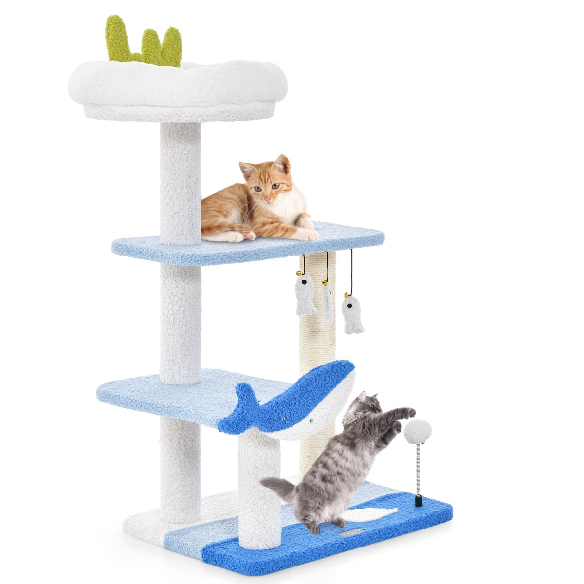 Costway 3-level Ocean-themed Cat Tree with Sisal Covered Scratching Posts