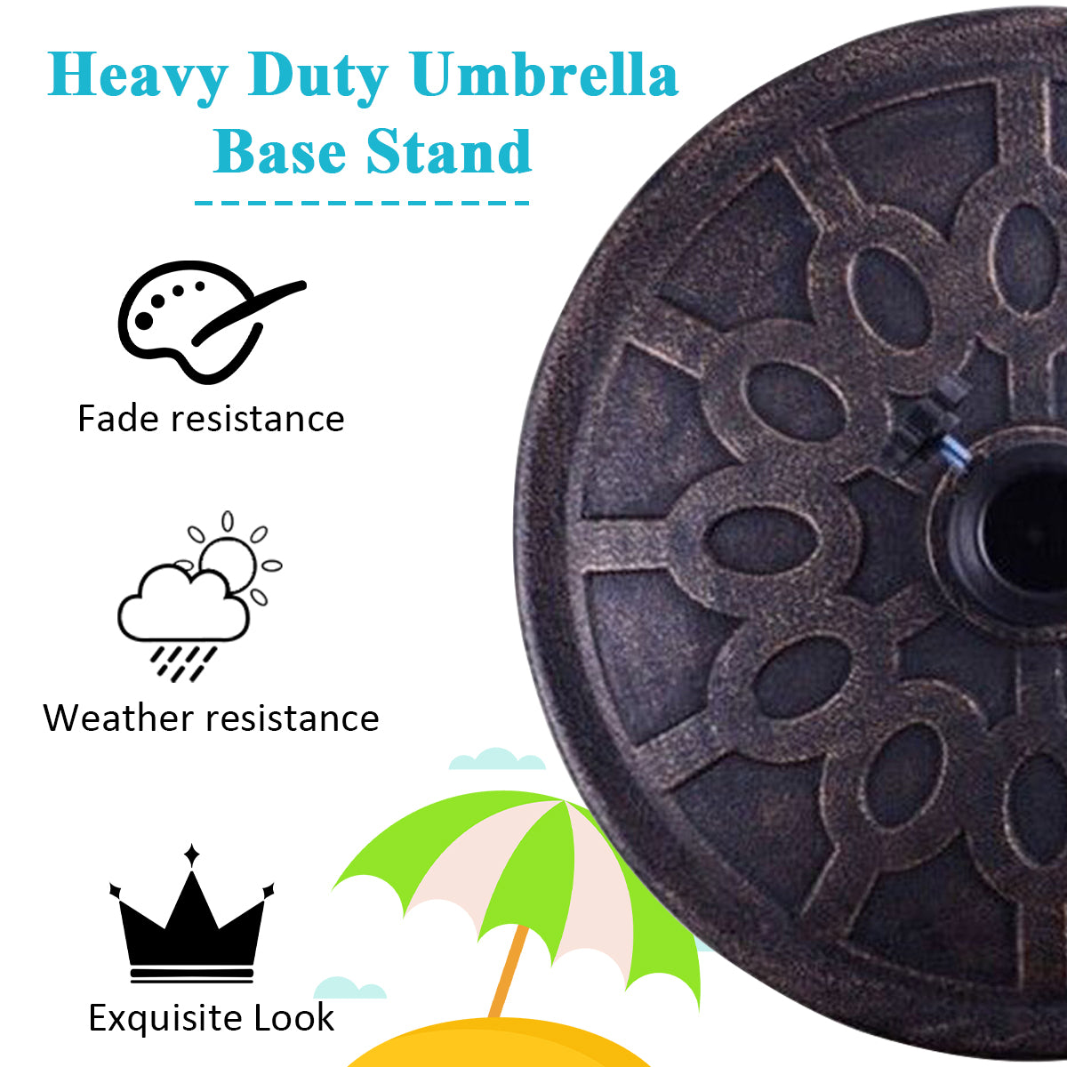 Elegant bronze key-circle design adds classic decorative style to patios, gardens, and backyards