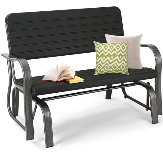Costway 2-Person Glider Bench with Ergonomic Backrest & Armrests