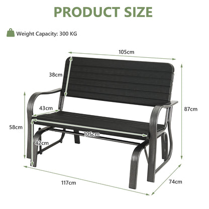 Costway 2-Person Glider Bench with Ergonomic Backrest & Armrests