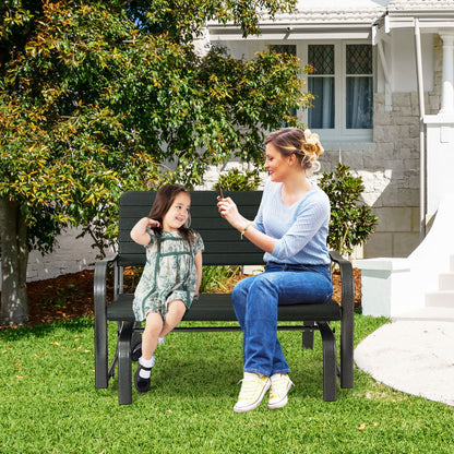 Costway 2-Person Glider Bench with Ergonomic Backrest & Armrests