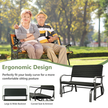 Comfortable rocking bench with ergonomic armrests, supportive back and quiet back-and-forth motion