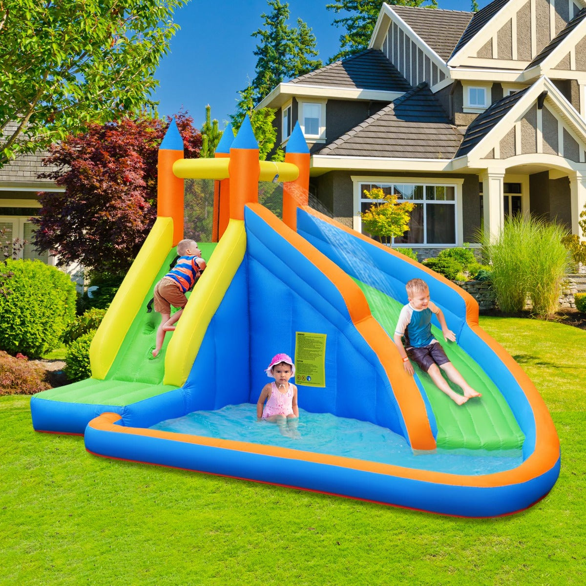 Inflatable Water Slide Wet & Dry Bounce House with Carrying Bag (without Blower)