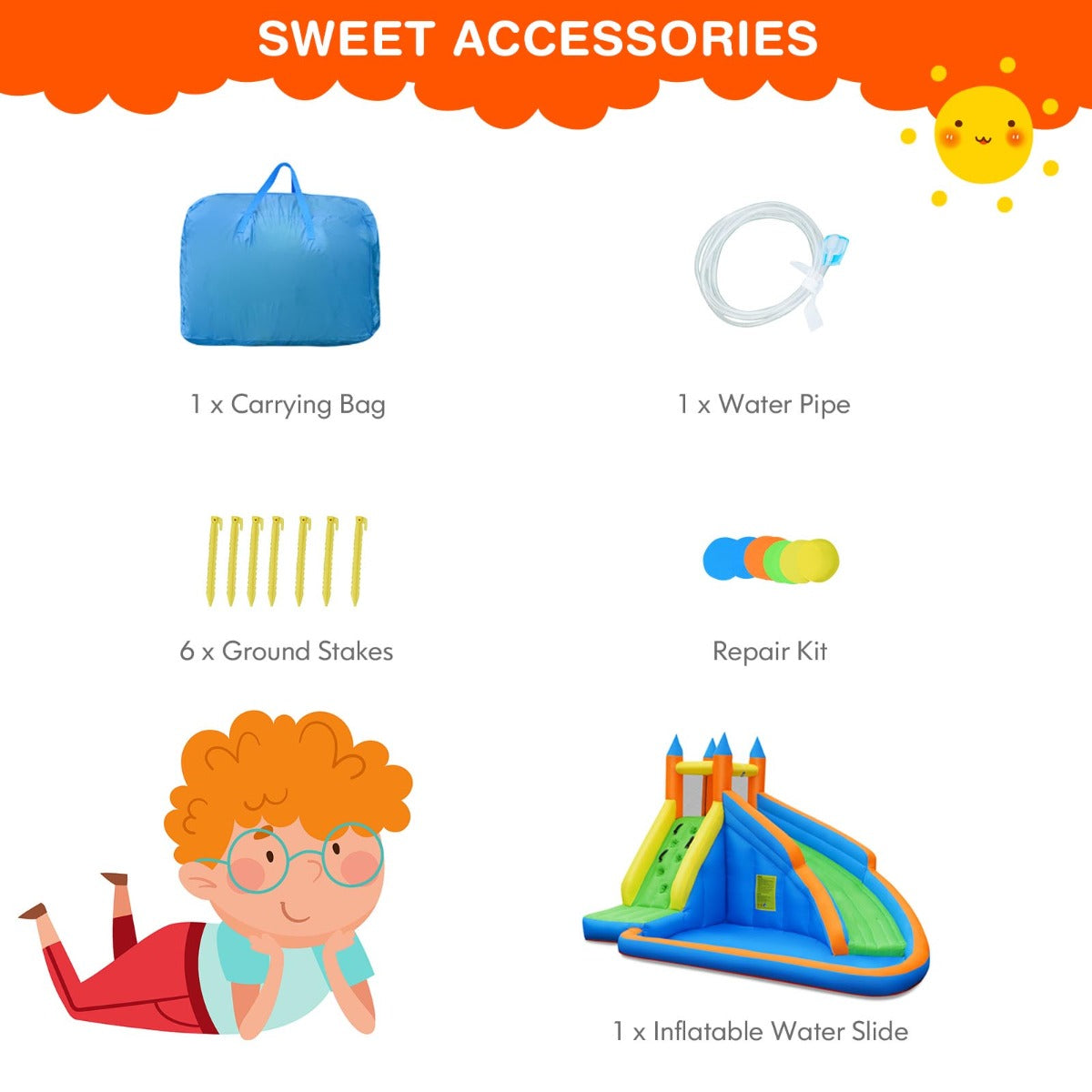 Inflatable Water Slide Wet & Dry Bounce House with Carrying Bag (without Blower)