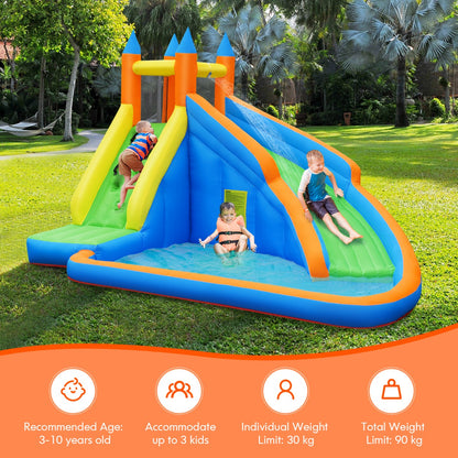Inflatable Water Slide Wet & Dry Bounce House with Carrying Bag (without Blower)