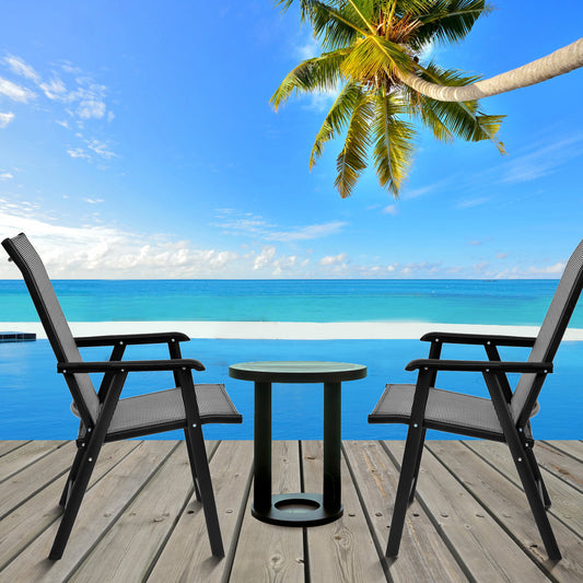 Costway 2 Pieces All-Weather Folding Chair Set with armrests for Patio