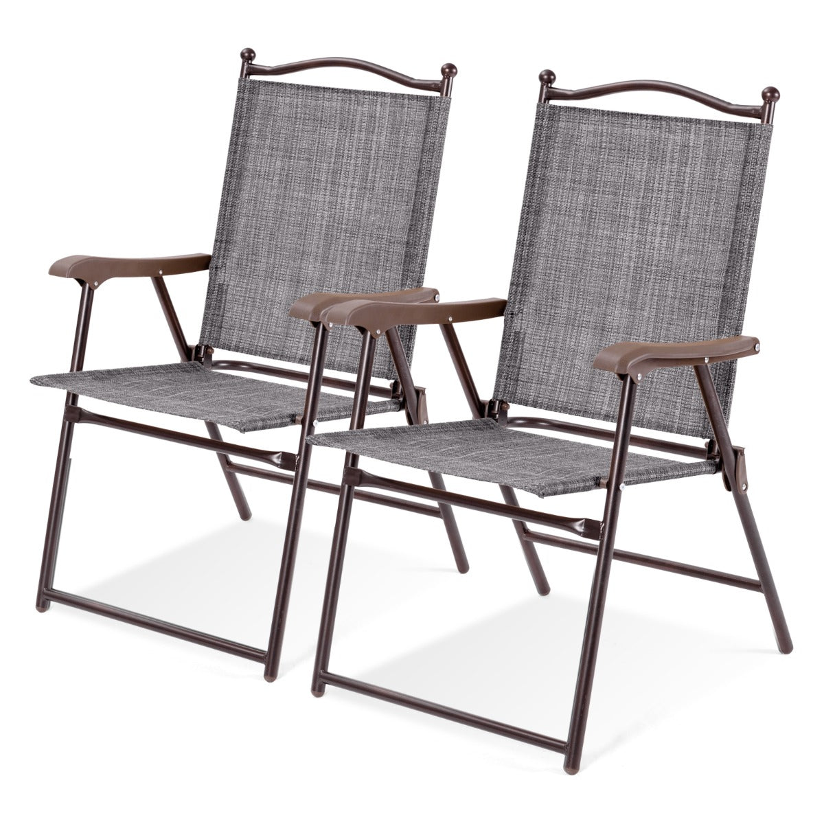 Portable two-chair set offers comfortable seating for family gatherings, leisure time, and outdoor dining