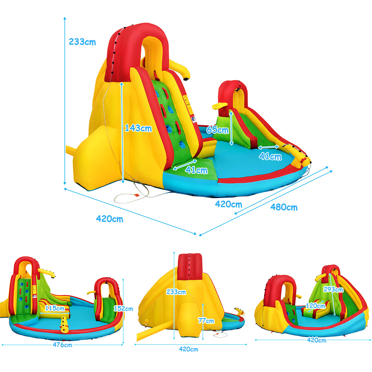 Costway Inflatable Water Slide Jumping Castle with Two Slides Trampoline