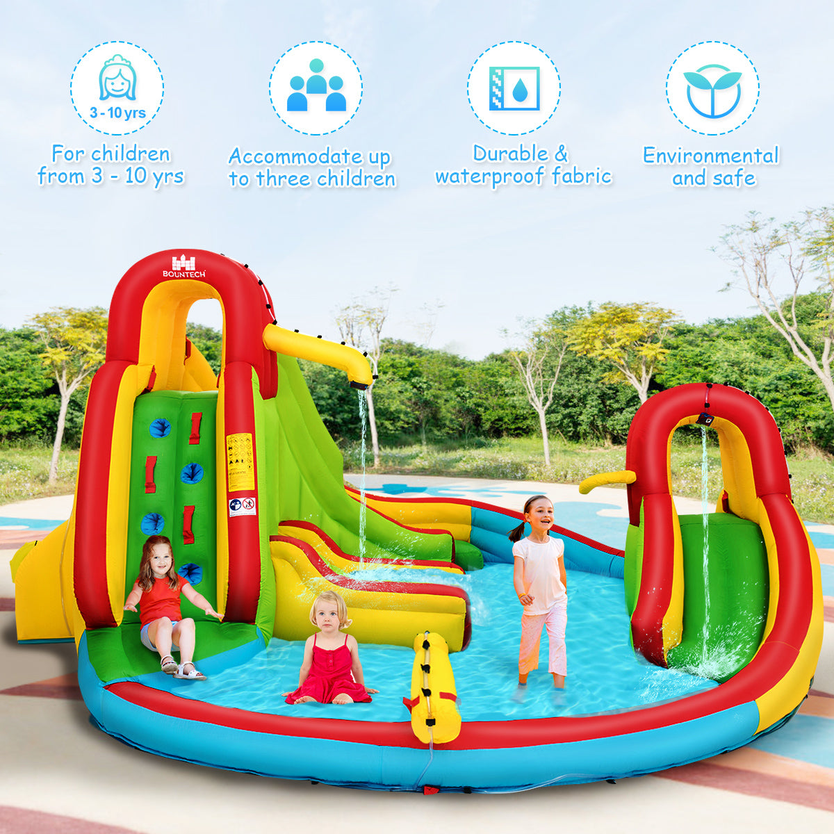 Costway Inflatable Water Slide Jumping Castle with Two Slides Trampoline
