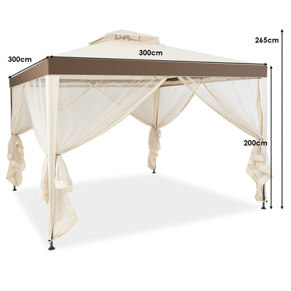 3 m by 3 m outdoor gazebo canopy with a durable powder-coated steel frame for backyard shelter