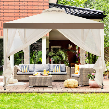 Fully enclosed gazebo mosquito netting with zippers helps keep insects away from outdoor gatherings