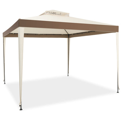 Stable gazebo frame includes eight metal ground stakes and ropes for secure outdoor installation