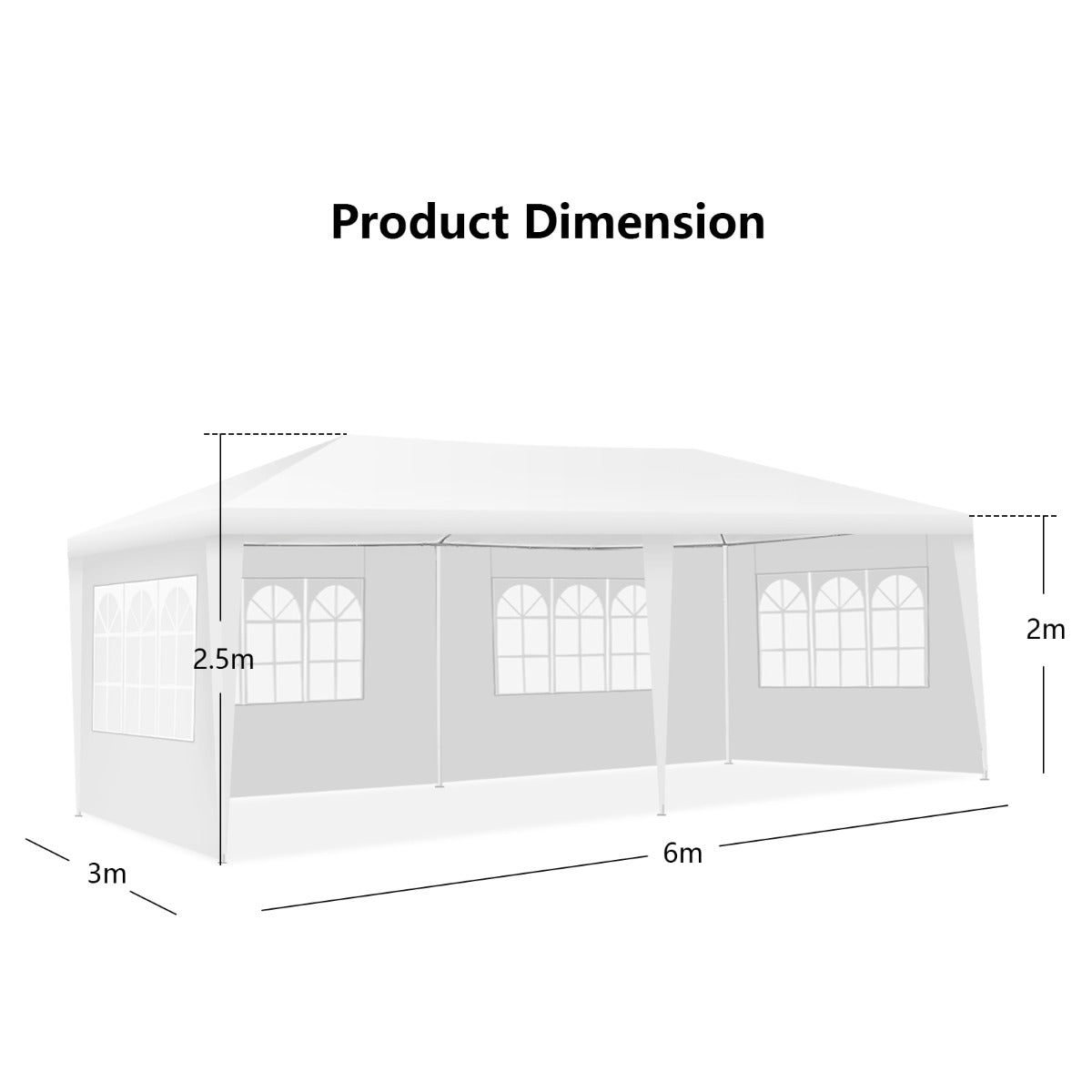 6m x 3 m Outdoor Canopy Tent with 4 Removable Sidewalls & Carrying Bag