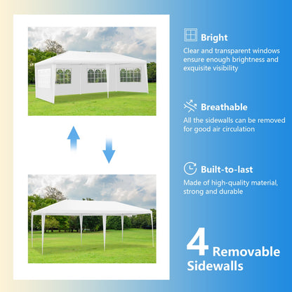 6m x 3 m Outdoor Canopy Tent with 4 Removable Sidewalls & Carrying Bag