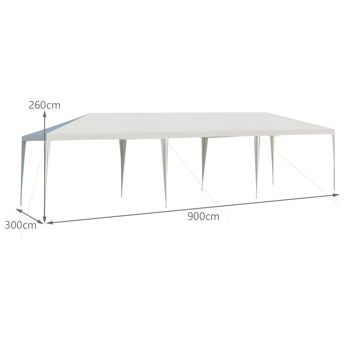 3m x 9m Outdoor Waterproof Canopy with Connection Stakes & Ropes