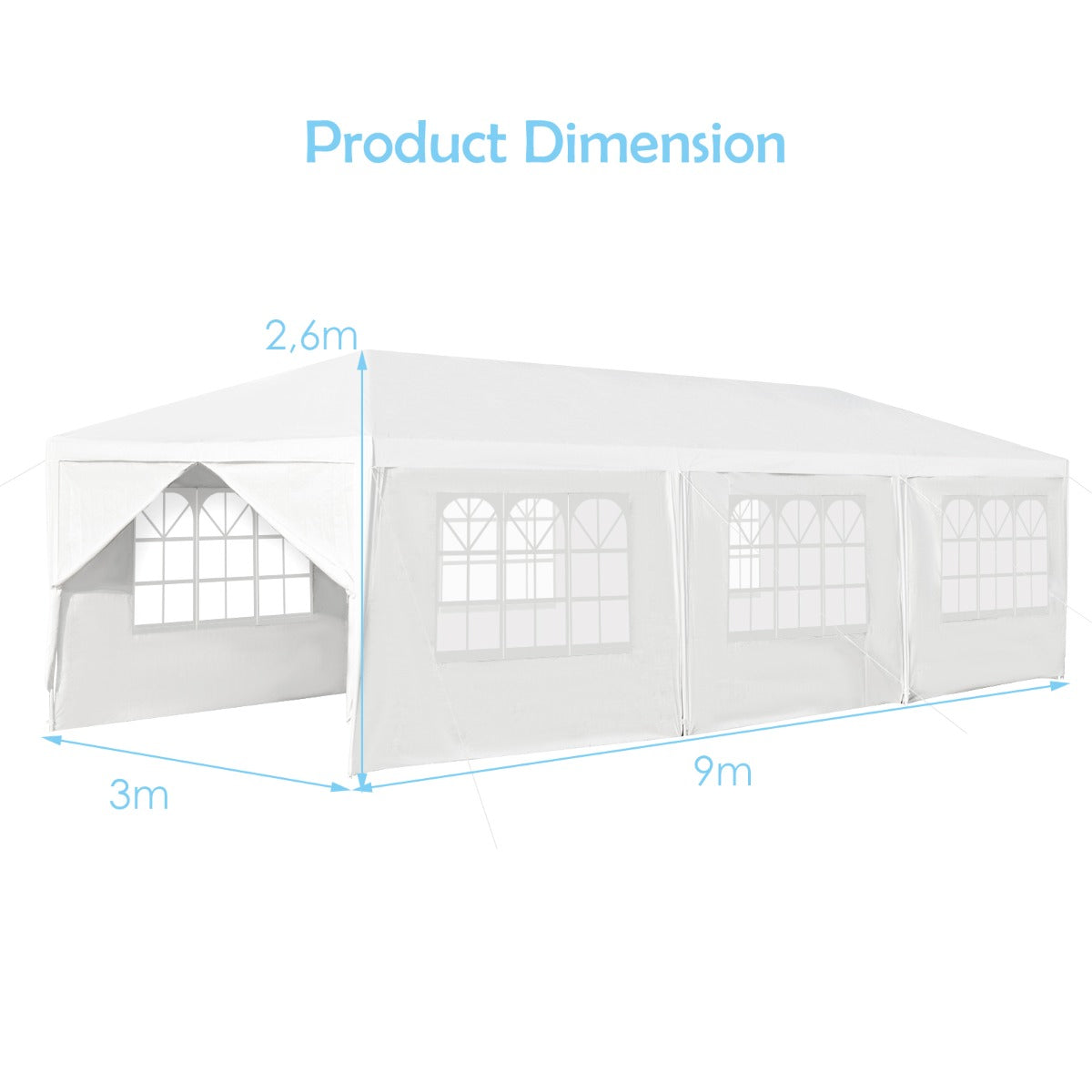 Waterproof Gazebo Tent with 6 Removable Side Panels for Party