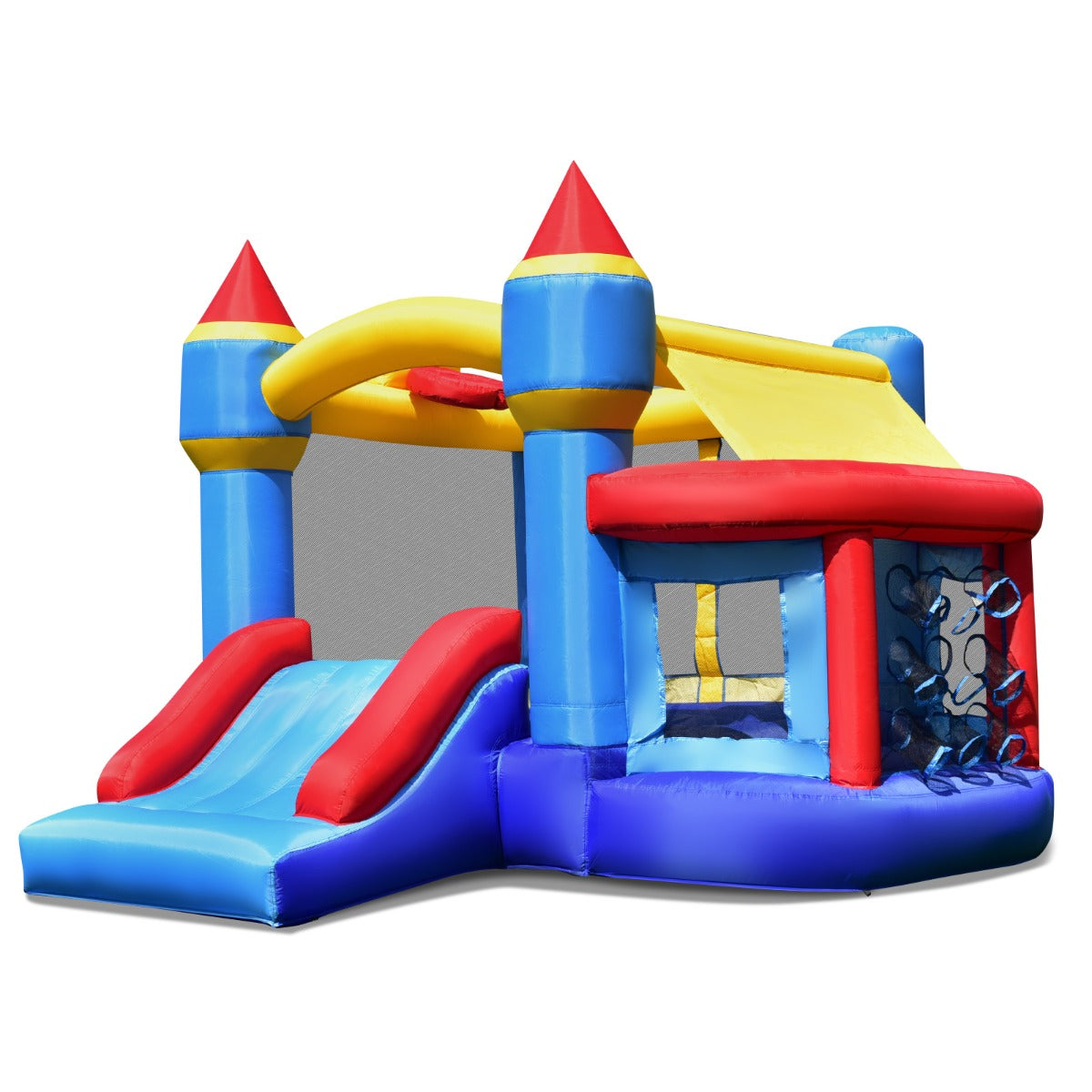 Costway Multifunctional Inflatable Bounce House with Slide for Backyard (with Blower)