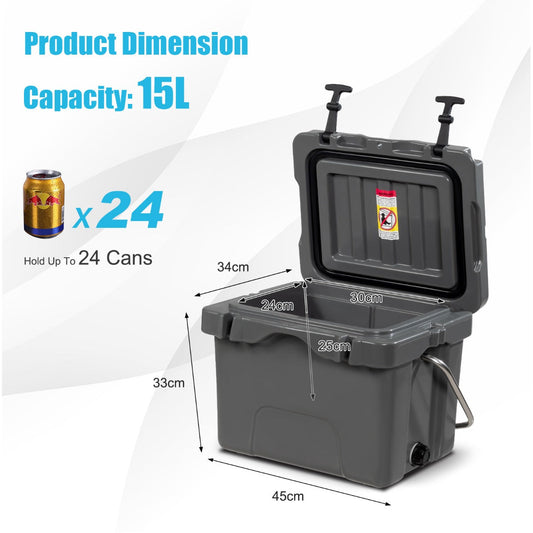 16-quart outdoor ice cooler with PU insulation keeps food and drinks cold for up to four days