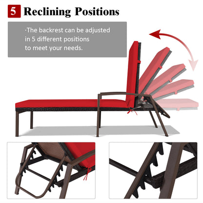 Ergonomic armrests on both sides support your arms while reclining on the patio lounger