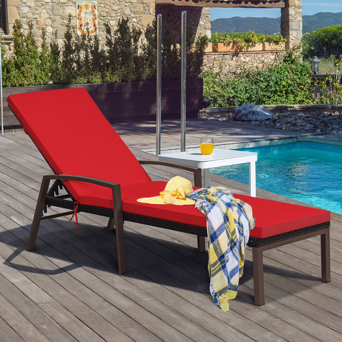 Durable PE rattan and steel construction provide reliable support for outdoor relaxation