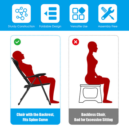 Costway 2 Pieces Adjustable Reclining Chairs with Headrest