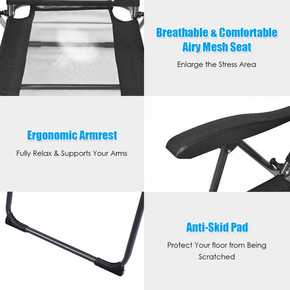 Two black folding chairs combine portable convenience with supportive outdoor comfort