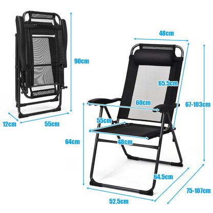 Costway 2 Pieces Adjustable Reclining Chairs with Headrest