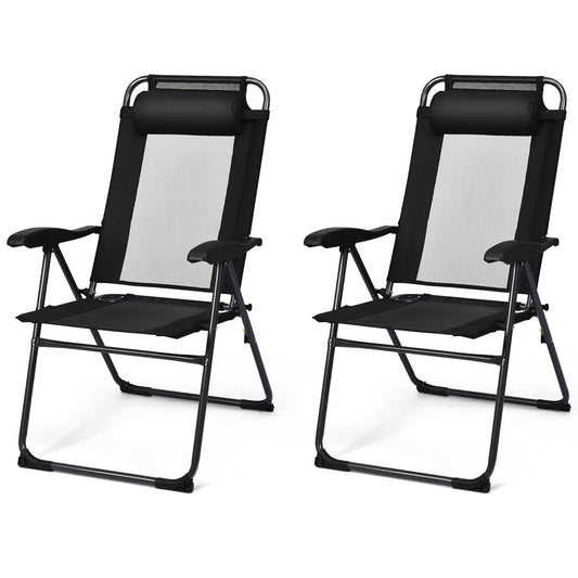 Heavy-duty triangular steel frames support up to 150 kilograms per foldable chair