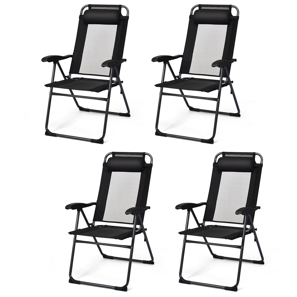 Costway 4-Piece Patio Folding Recliner Chairs