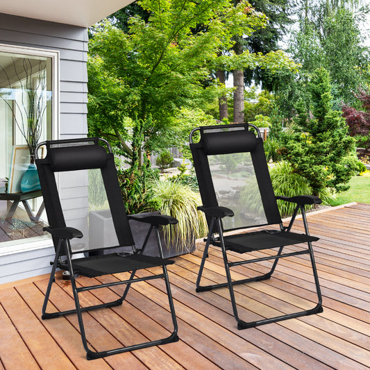 Costway 2 Pieces Adjustable Reclining Chairs with Headrest