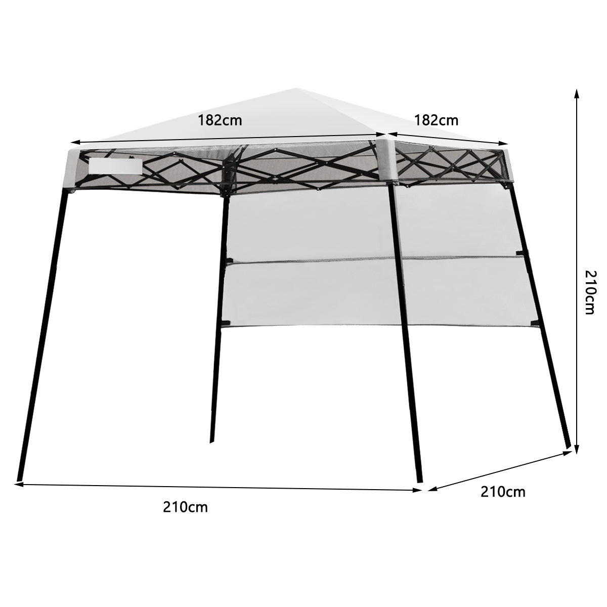 2.1m x 2.1m Slant Leg Pop-up Canopy with Backpack for Camping-White