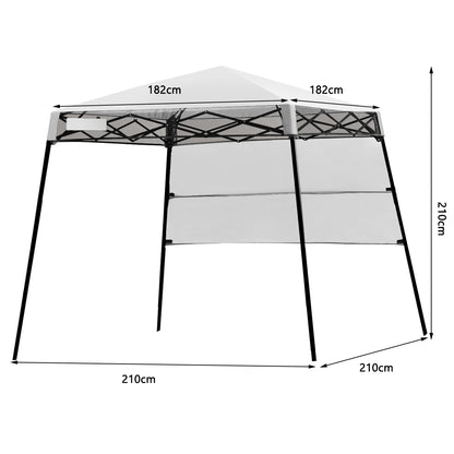 2.1m x 2.1m Slant Leg Pop-up Canopy with Backpack for Camping-White