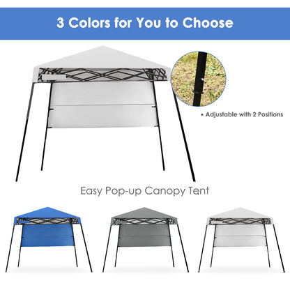 2.1m x 2.1m Slant Leg Pop-up Canopy with Backpack for Camping-White