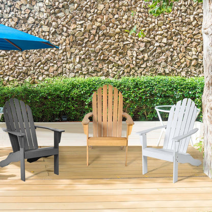 Acacia Wood Adirondack Lounger Chair with Slatted Seating-Natural