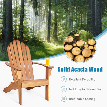 Acacia Wood Adirondack Lounger Chair with Slatted Seating-Natural