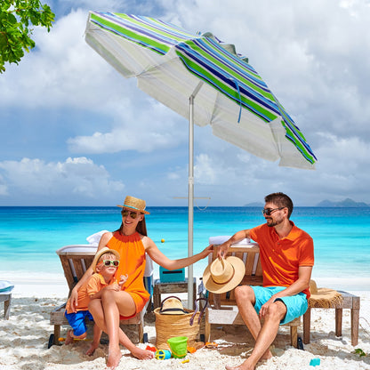 198cm Beach Umbrella with Sand Anchor UPF50+ and Carry Bag-Green