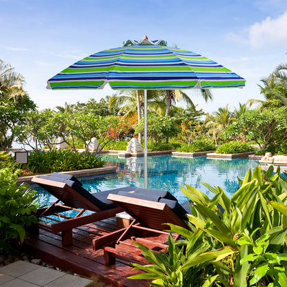 198cm Beach Umbrella with Sand Anchor UPF50+ and Carry Bag-Green