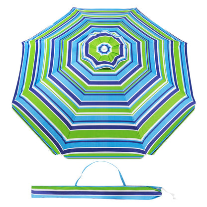 198cm Beach Umbrella with Sand Anchor UPF50+ and Carry Bag-Green