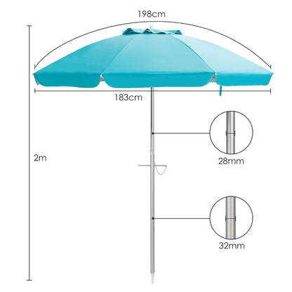 2m Sun Umbrella - Tilts with UPF 50+ Protection-Blue