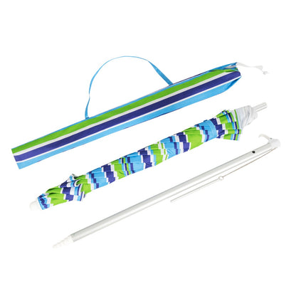 198cm Beach Umbrella with Sand Anchor UPF50+ and Carry Bag-Green