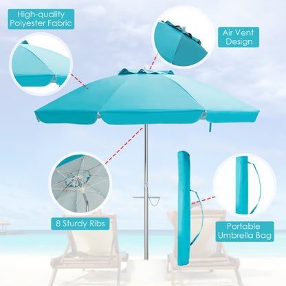 2m Sun Umbrella - Tilts with UPF 50+ Protection-Blue