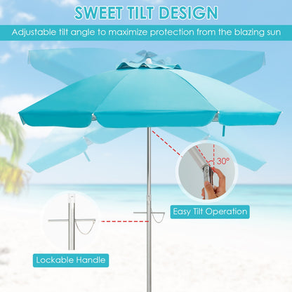 2m Sun Umbrella - Tilts with UPF 50+ Protection-Blue