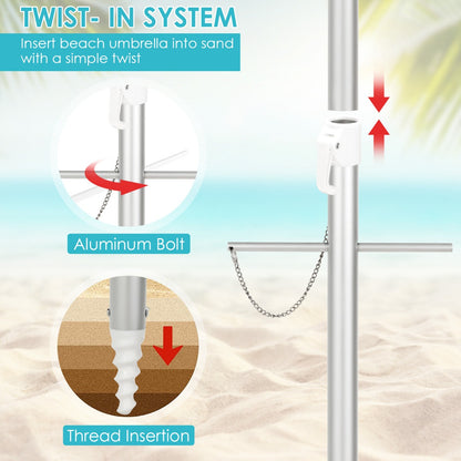 2m Sun Umbrella - Tilts with UPF 50+ Protection-Blue