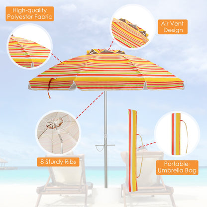 2m Sun Umbrella - Tilts with UPF 50+ Protection-Yellow