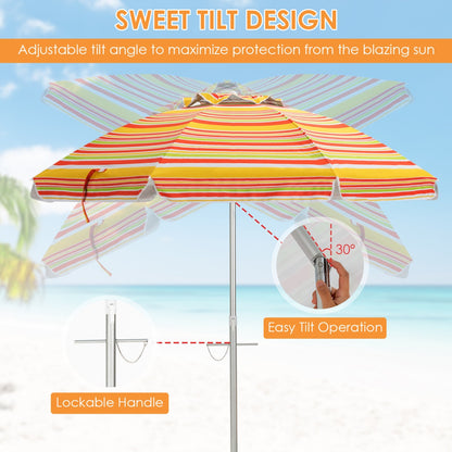 2m Sun Umbrella - Tilts with UPF 50+ Protection-Yellow