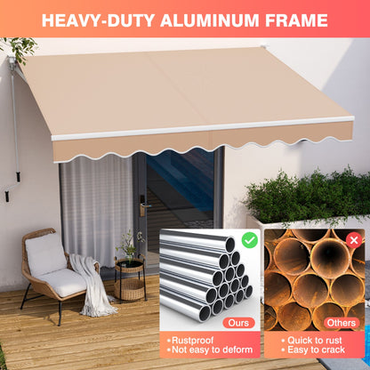 2.5x2m Retractable Folding Arm Awning for Outdoor -Beige
