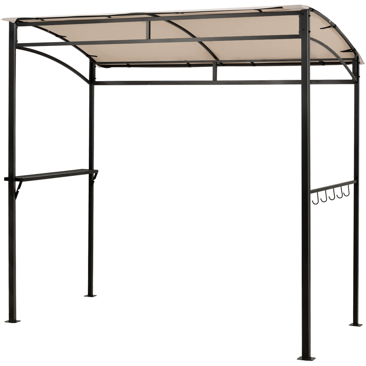 Patio Barbecue Canopy with Serving Shelf and Storage Hooks for Garden-Beige