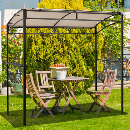 Patio Barbecue Canopy with Serving Shelf and Storage Hooks for Garden-Beige