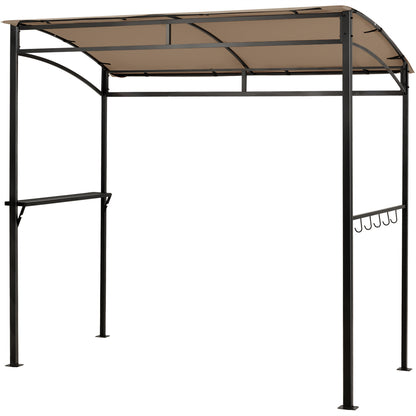 Patio Barbecue Canopy with Serving Shelf and Storage Hooks for Garden-Coffee